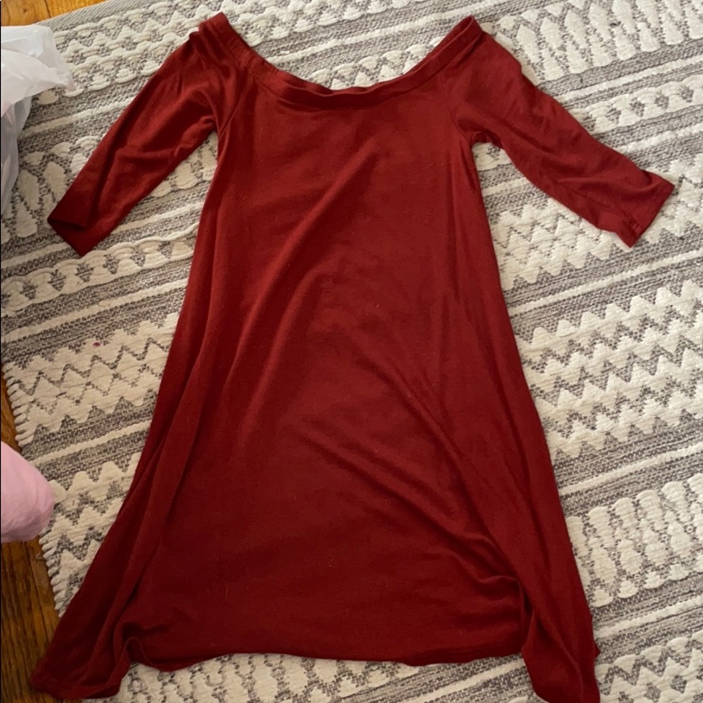Brown off the shoulder dress